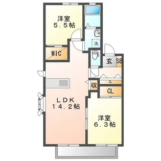 2LDKの間取り画像