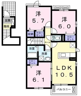 グリーン・ヒルズ F【2階】の間取り