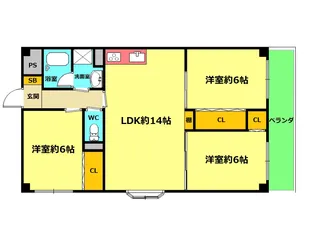 大阪府東大阪市本町【マンション】の間取り