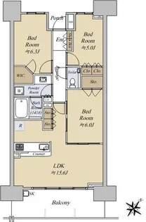 パークスクエア相模大野タワーアンドレジデンス【19階】の間取り