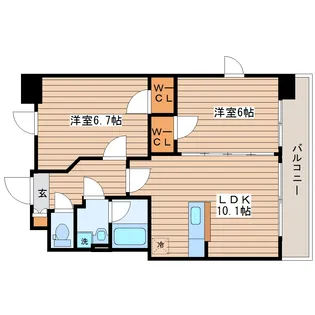 ブリリアンクラス榴岡【7階】の間取り