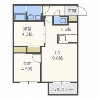 フォルトゥーナ学園前【4階】の間取り