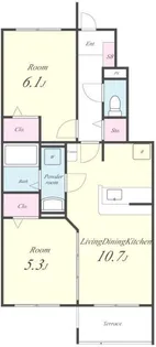 メゾンドベルII【1階】の間取り