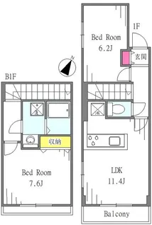 LAPiS西新宿五丁目【1階】の間取り