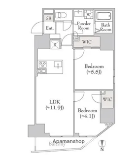 ルミークアン入谷【9階】の間取り