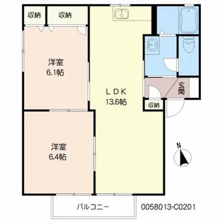 オーロラ・北野 C棟【2階】の間取り