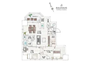 BAUHAUS Kawaramachi No.21【2階】の間取り