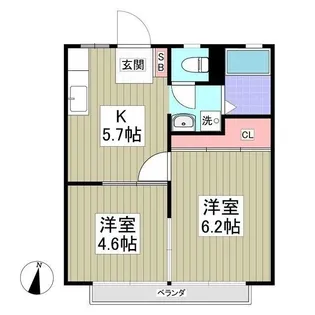 カーサミツヤA【2階】の間取り