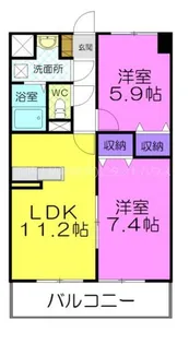 フォレストY&M雀宮 A棟【2階】の間取り