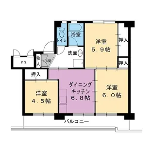 ビレッジハウス山王2号棟【4階】の間取り