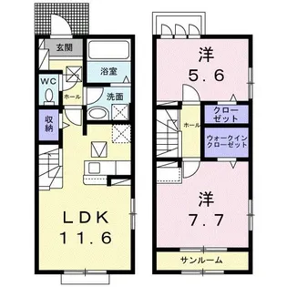 カーサ・デ・プルニア【1階】の間取り