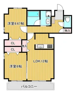 ル・ヴェール鹿子【2階】の間取り