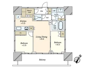 2LDKの間取り画像