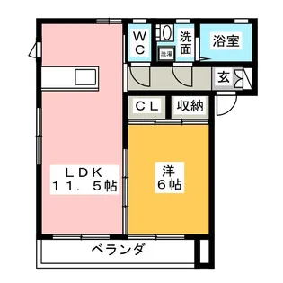クレール駒場B棟【1階】の間取り