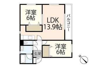 ラヴィーヌ緑井III号館【1階】の間取り
