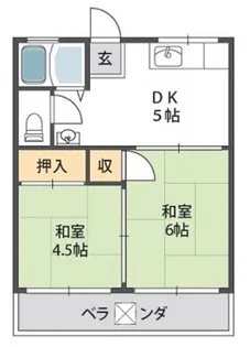 ビスタ岸部ハイツB棟【2階】の間取り