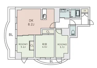 グランデュール萩中【9階】の間取り