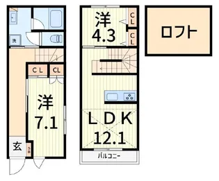 漆喰の家 高砂【2階】の間取り