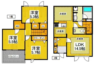 リンジュドゥプリムF【2階】の間取り