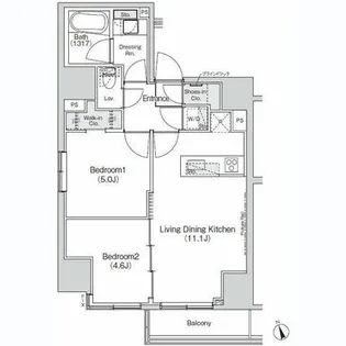 Belle Vue新橋【15階】の間取り