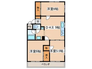 フォンテ-ヌ栢山【1階】の間取り