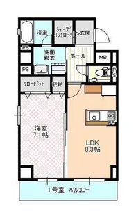 ハートフル医大西【5階】の間取り