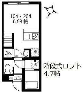 ハーミットクラブハウスヴォワール【2階】の間取り