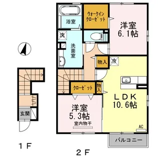 クローバーハウスB【2階】の間取り