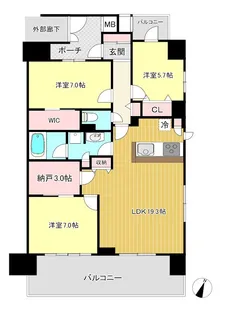 イニシア大宮宮原 コンフォートリッジ【7階】の間取り