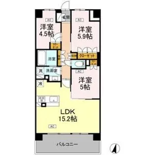 ロイヤルパークス仙台青葉通【15階】の間取り