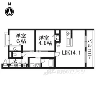 コンフォールパレ新町二条【3階】の間取り