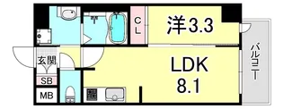 プレサンスブルーム新神戸【10階】の間取り