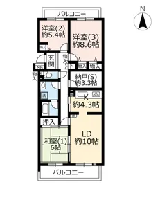 URあおば山の手台ヴェルディール奈良【4階】の間取り