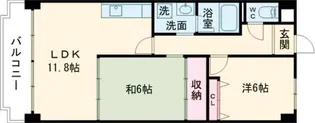 サンハイツ上町 1【6階】の間取り