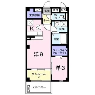 グランツ・ブルI【1階】の間取り