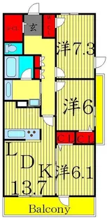 ロイヤルパークス西新井【9階】の間取り