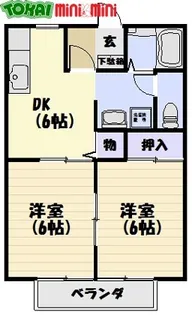 2DKの間取り画像
