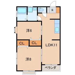 コーポ金子B【1階】の間取り