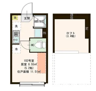 東京都中野区大和町2【アパート】の間取り
