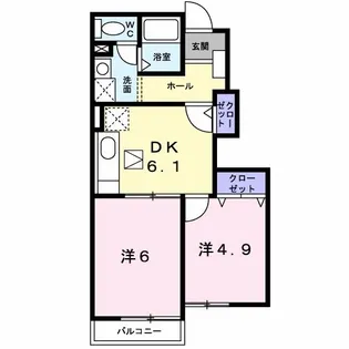ソレアード石崎I【1階】の間取り