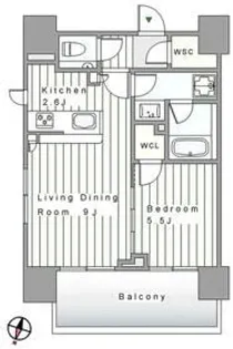 クラッシィスイート赤坂【7階】の間取り