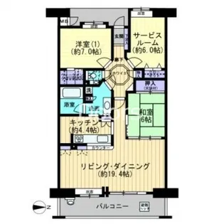 岡山県岡山市北区中山下2【マンション】の間取り