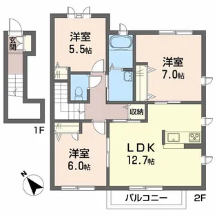 ブランシェ菜の花 A棟【2階】の間取り