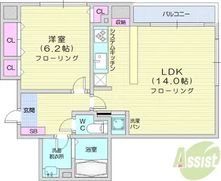 KDXレジデンス一番町【5階】の間取り