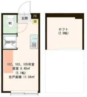 東京都世田谷区経堂3【アパート】の間取り