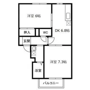 セゾンハトリ B棟【2階】の間取り