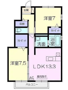 ルミエールホーム弐番館【1階】の間取り
