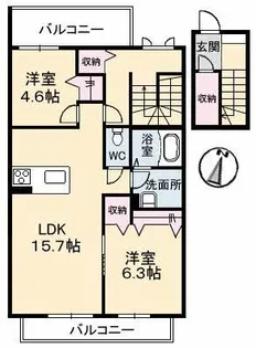 アルファ A棟【2階】の間取り