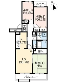 URパークサイド鎌ヶ谷【3階】の間取り