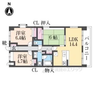 ライオンズマンション奈良やすらぎの道【5階】の間取り